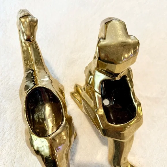 Shiny Gold Dinosaur Figurine Planter Set - Picture 4 of 8